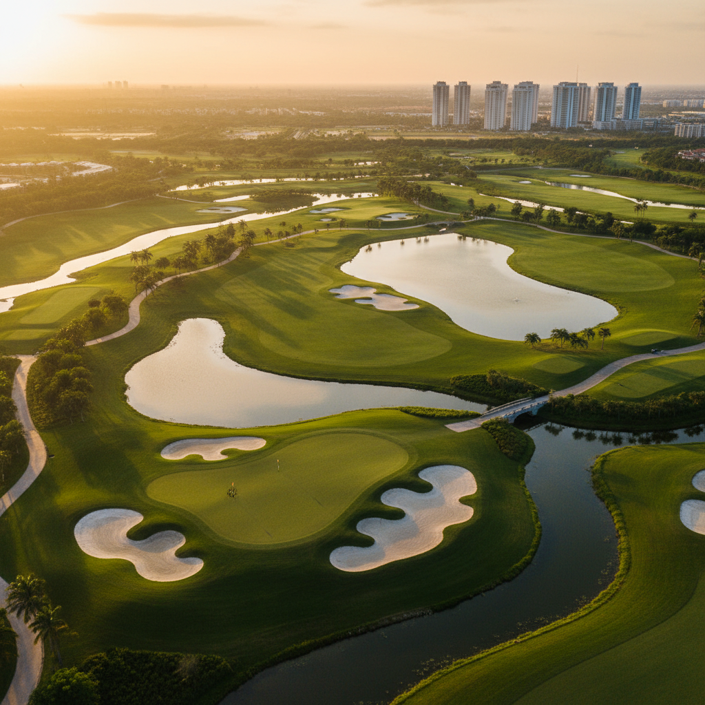 Aerial golf course view